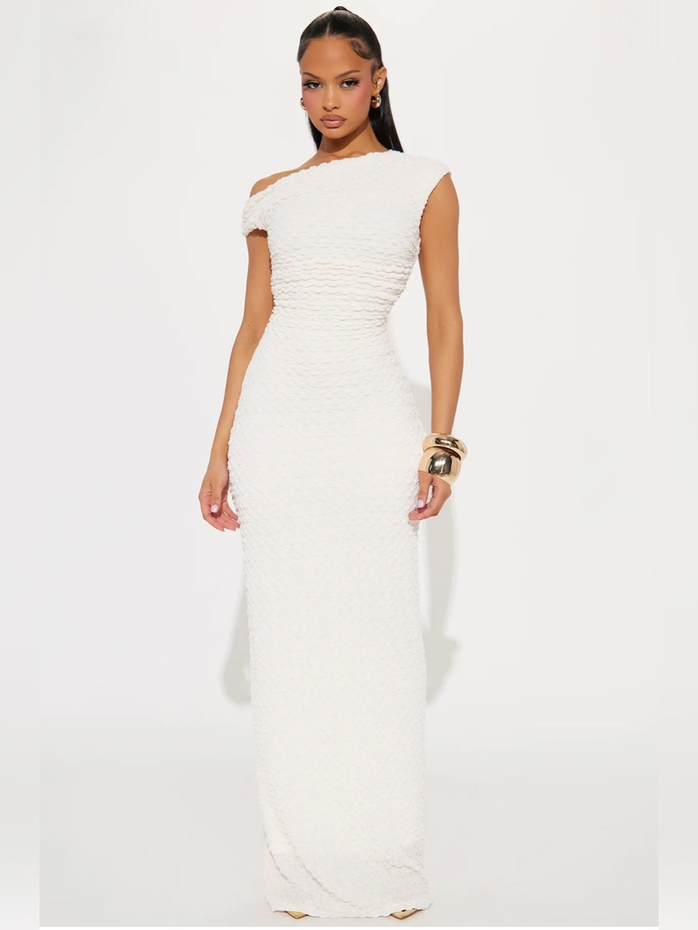 Shelby Textured Maxi Dress | Cream | Size Large | Wedding, Bridal, Vacation
